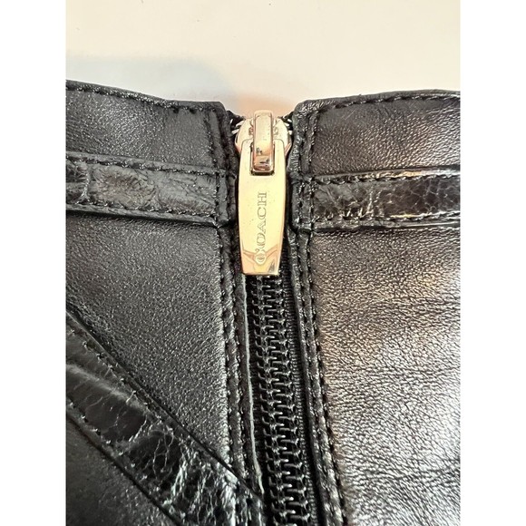 Coach Womens Size 7.5 B Ankle Boots Heels Black Leather Side Zips Pointed Toe - Picture 4 of 8